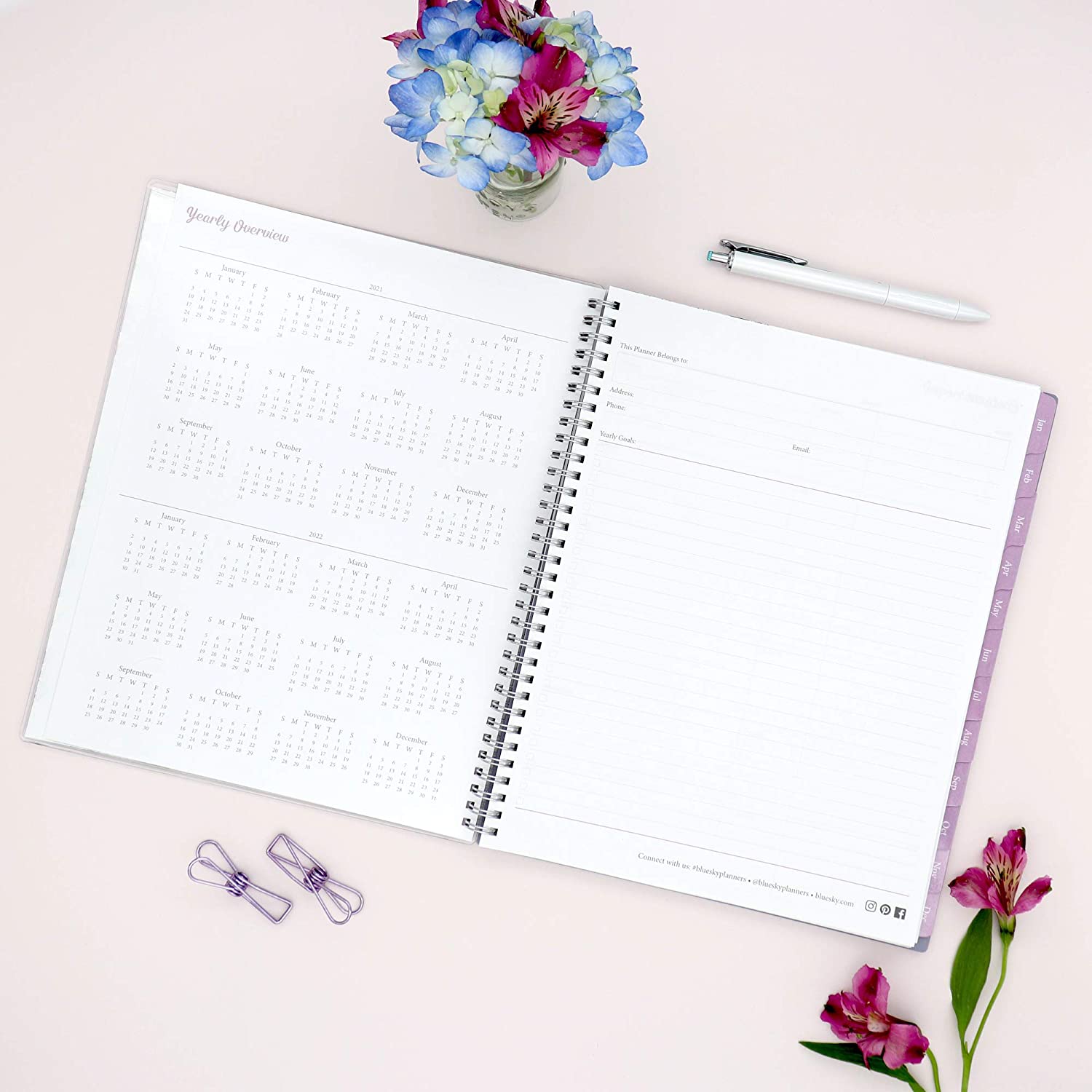 Blue Sky 2021 Weekly & Monthly Planner, Flexible Cover, Twin-Wire Binding, 8.5" x 11", Laila (125889) - Image 4
